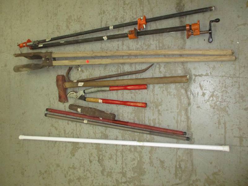 lot 162 image: Post Hole Digger, Axe, Clamps