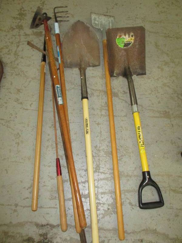 lot 194 image: Shovles, Hoes, Rakes
