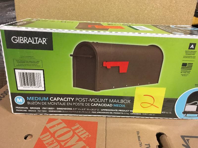 lot 2 image: Gibraltar Mailboxes Franklin Medium Galvanized Steel Post-Mount Mailbox in Bronze  in like new condition