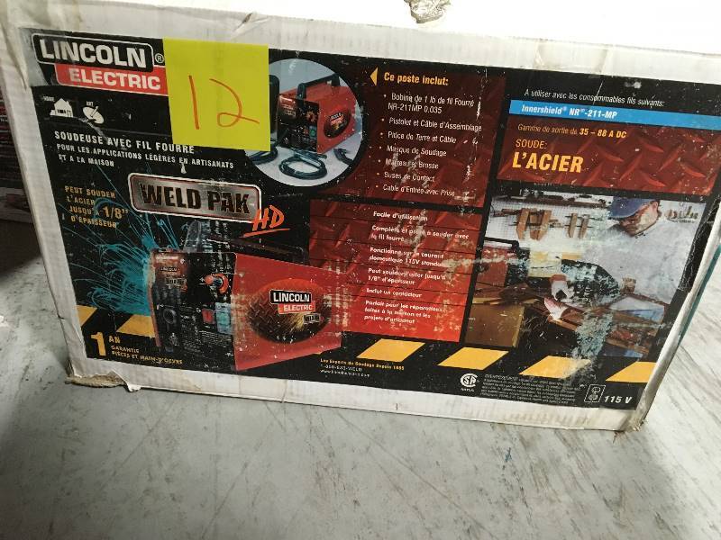 lot 12 image: Lincoln Electric 88 Amp Weld Pack HD Flux-Core Wire Feed Welder for Welding up to 18 in. Mild Steel, 115-Volt  in like new condition