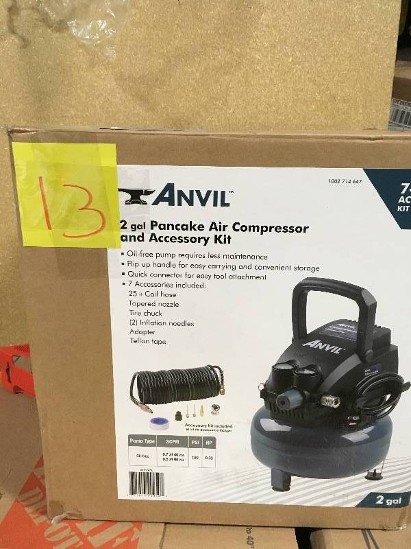 lot 13 image: ANVIL 2G Pancake Air Compressor  in like new condition