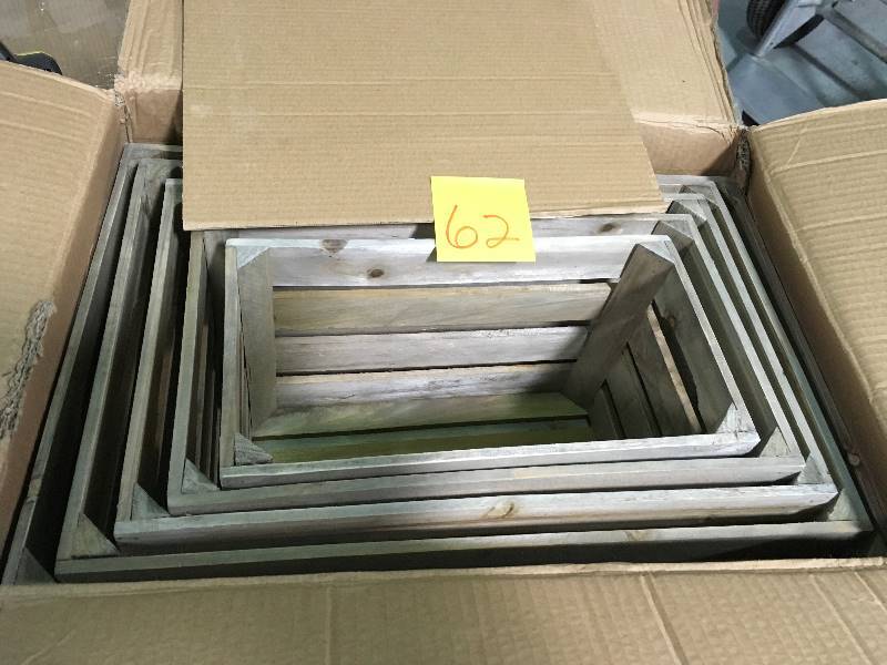 lot 62 image: Crates & Pallet Nested Crate Set in Weathered Gray (5-Pack) not used