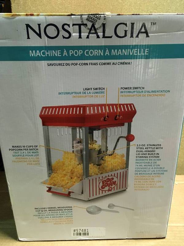 lot 68 image: Nostalgia Vintage Collection Kettle Popcorn Maker  in like new condition