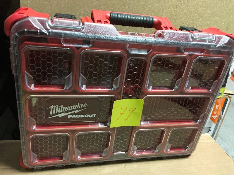 lot 79 image: Milwaukee PACKOUT 11-Compartment Small Parts Organizer  in like new condition