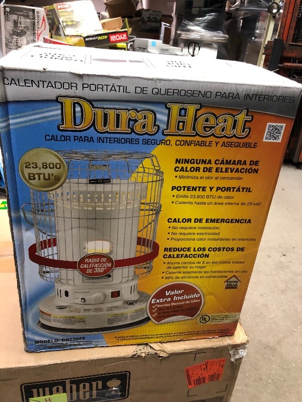 lot 104 image: DuraHeat  23,800 BTU Indoor Kerosene Portable Heater in good conditions not used
