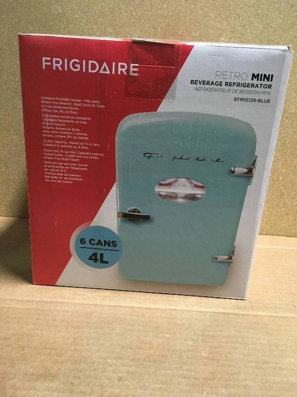 Frigidaire 6 Can Mini Retro Refrigerator in Blue  in like new condition