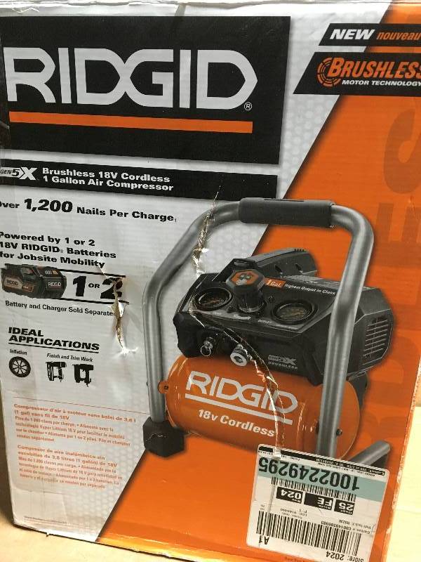RIDGID 18-Volt Cordless Brushless 1 Gal. Portable Air Compressor (Tool Only) in very good condition
