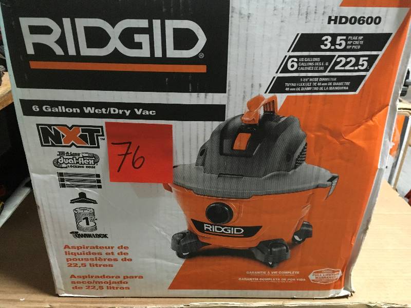RIDGID 6 Gal. 3.5-Peak HP NXT WetDry Vac USED in good condition