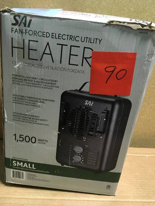 1,500-Walt Utility Milkhouse Fan-Forced Portable Heater with Thermostat USED  in good condition