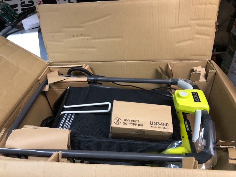 RYOBI  16 in. 40-Volt Lithium-Ion Cordless Battery Walk Behind Push Lawn Mower - 4.0 Ah BatteryCharger Included not used
