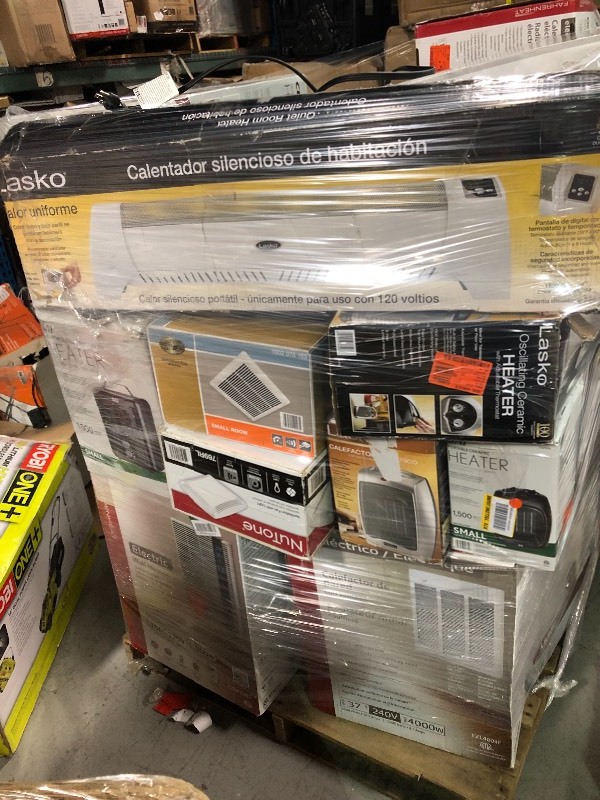 Pallet of Assorted Heaters, Ventilation Fans and wall heaters see description