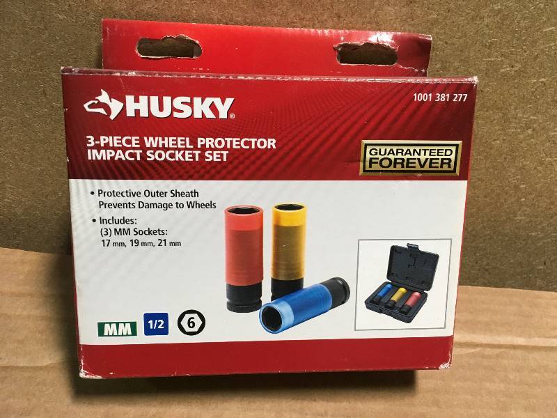 lot 6 image: Husky 12 in. Drive Wheel Protector Impact Socket Set (3-Piece) not used