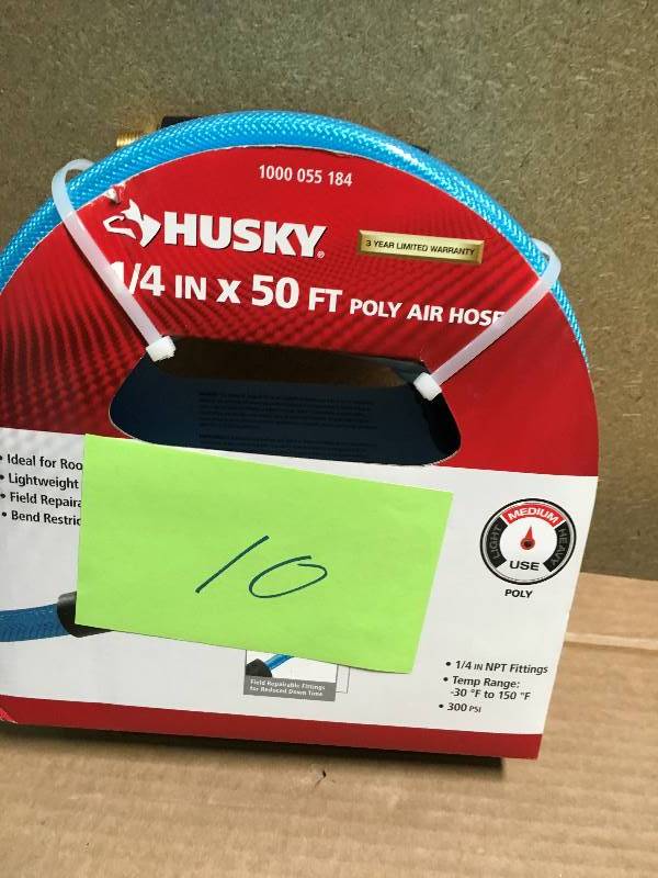 lot 10 image: Husky 14 in. x 50 ft. Polyurethane Air Hose not used