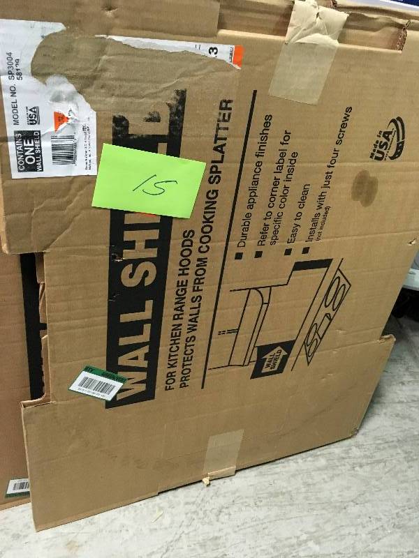 lot 15 image: Broan 30 in. x 24 in. Splash Plate for Range Hood in Stainless Steel not used