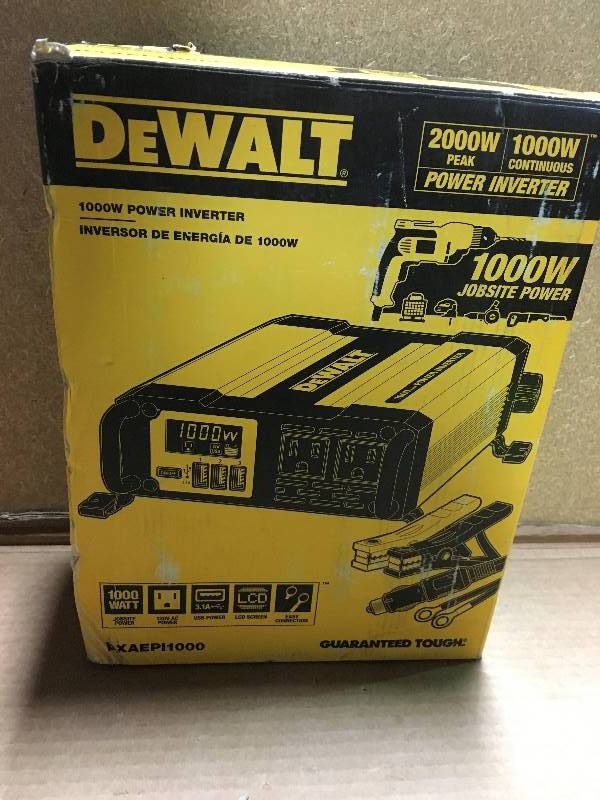 lot 26 image: DEWALT 1000-Watt Power Inverter in like new condition