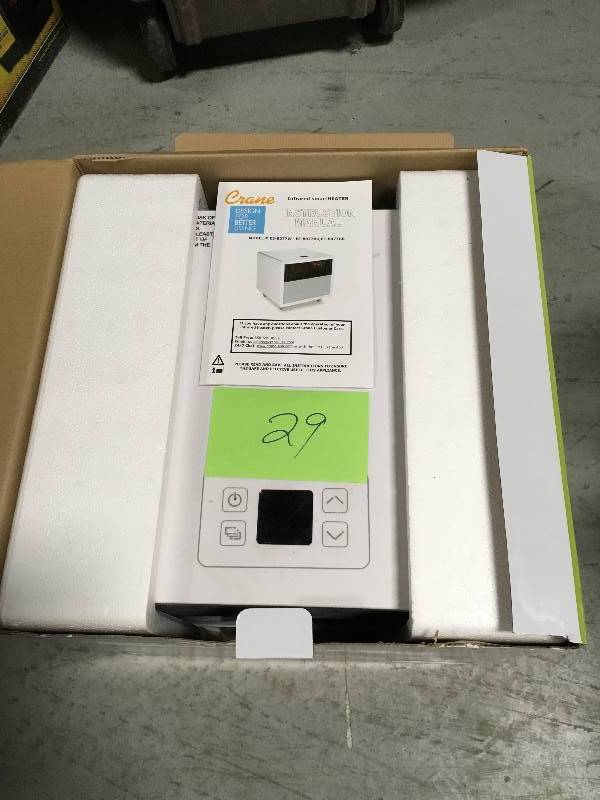 lot 29 image: Crane 1500-Watt Digital Infrared Heater with Wi-Fi Phone App - White USED in good condition