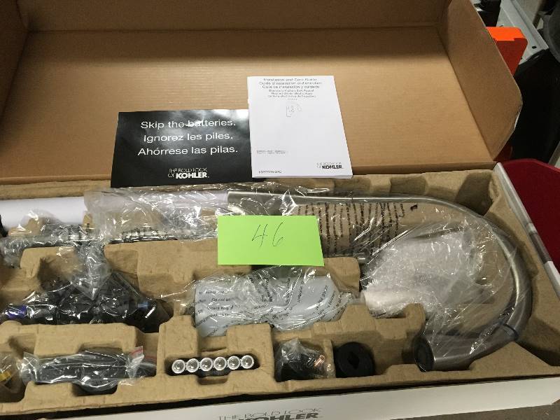 lot 46 image: Kohler Malleco Touchless Pull-down Kitchen Faucet with Soap Dispenser in like new condition