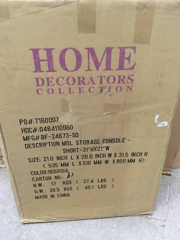 lot 63 image: Martha Stewart Living Craft Space Storage Sequoia Wood Console 31 IN H X 21 IN W not used