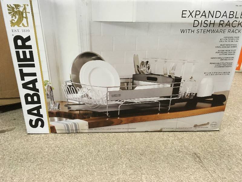 lot 67 image: SABATIER EXPANDABLE COMPACT DISH RACK WITH STEMWARE RACK in like new condition