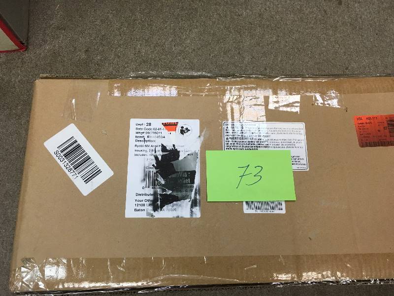 lot 73 image: RYOBI 110 MPH 480 CFM Variable-Speed Turbo 40-Volt Lithium-ion Cordless Jet Fan Leaf Blower - Battery and Charger Not Included in like new condition