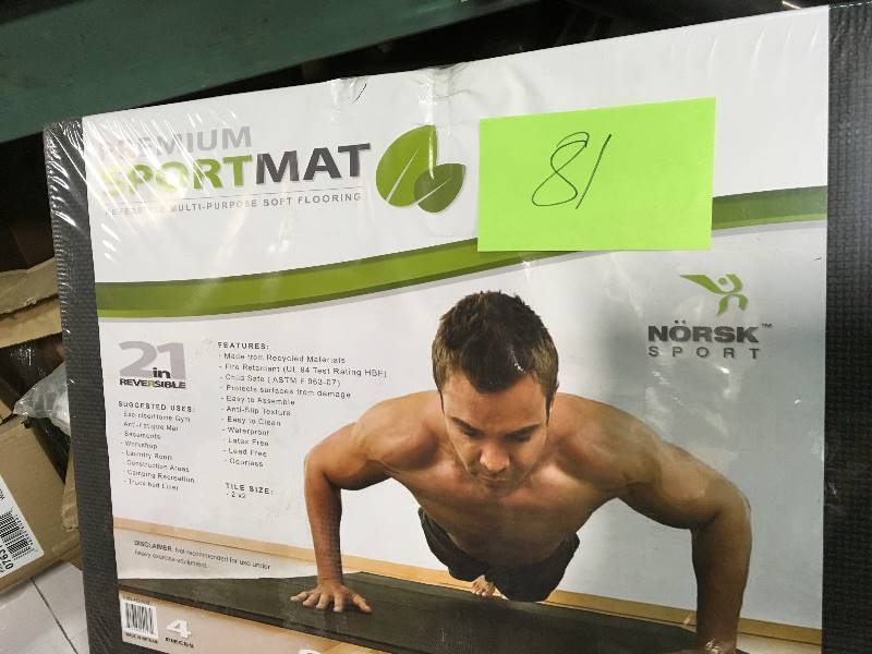 lot 81 image: Gym Flooring Norsk-Stor Garage Flooring Reversible Multi-Purpose 24 in. x 24 in in like new condition