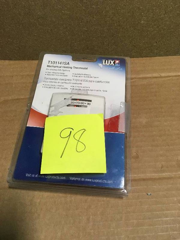 lot 98 image: Lux Heat Only Snap Action Mechanical Thermostat in like new condition