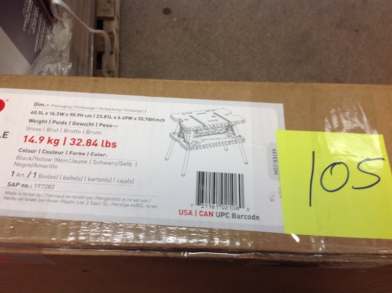 lot 105 image: Folding Work Table Portable Unique Quick Opening Device 21.65 in x 33.46 in x 29 new