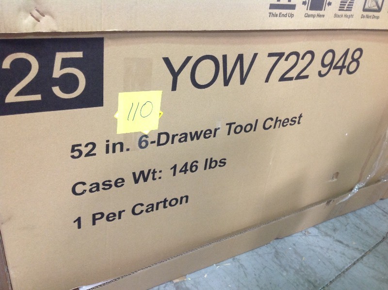 lot 110 image: Husky  52 in. 6-Drawer Top Tool Chest in good conditions