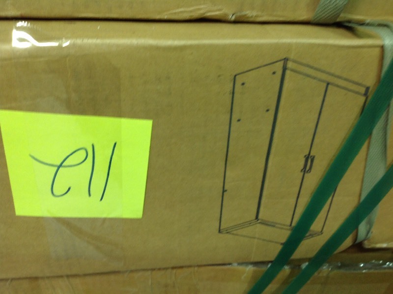 lot 112 image: Hodedah  2-Door Cherry Armoire with Shelves not used