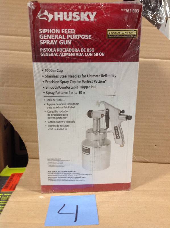lot 4 image: Husky Siphon Feed General Purpose Spray Gun in like new condition