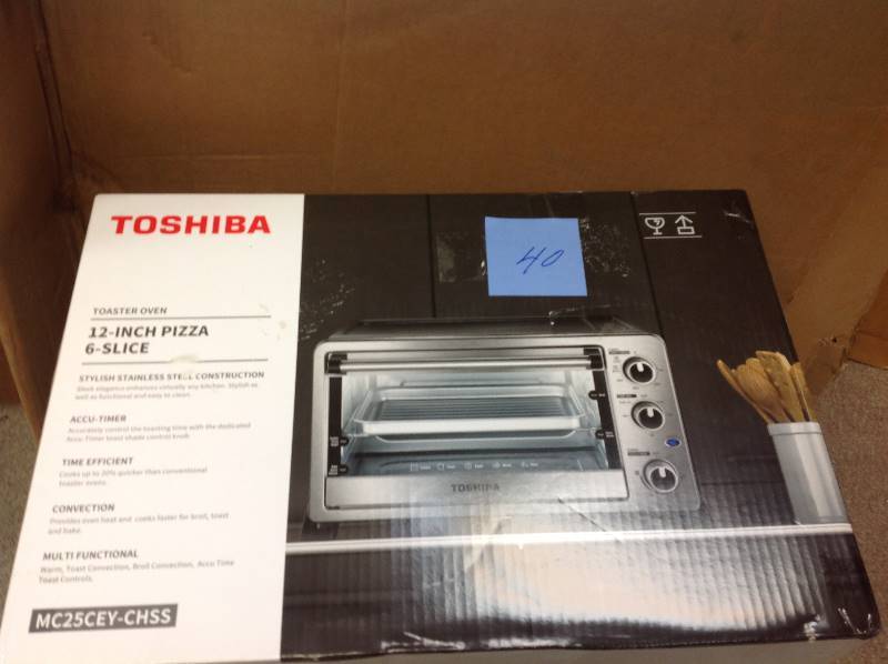 lot 40 image: Toshiba 6-Slice Stainless Steel Convection Toaster Oven  in like new condition
