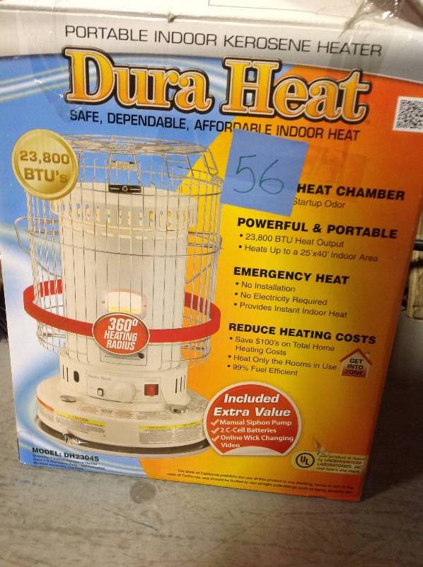 lot 56 image: DuraHeat 23,800 BTU Indoor Kerosene Portable Heater  in like new condition