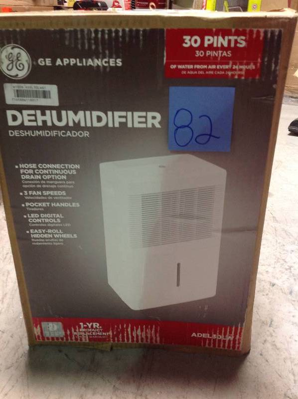 lot 82 image: GE 30 pt. Dehumidifier  in like new condition