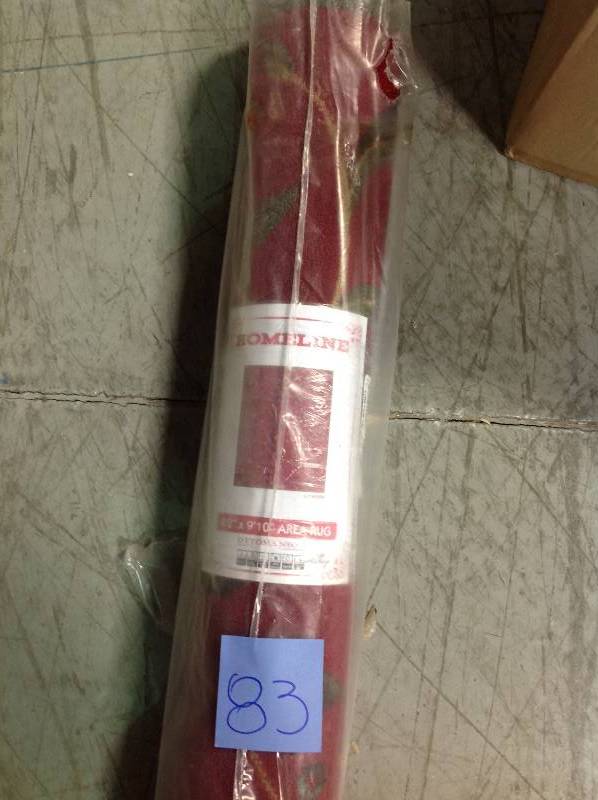 lot 83 image: Ottohome Collection Floral Garden Design Dark Red 8 ft. x 10 ft. Non-Skid Area Rug not used