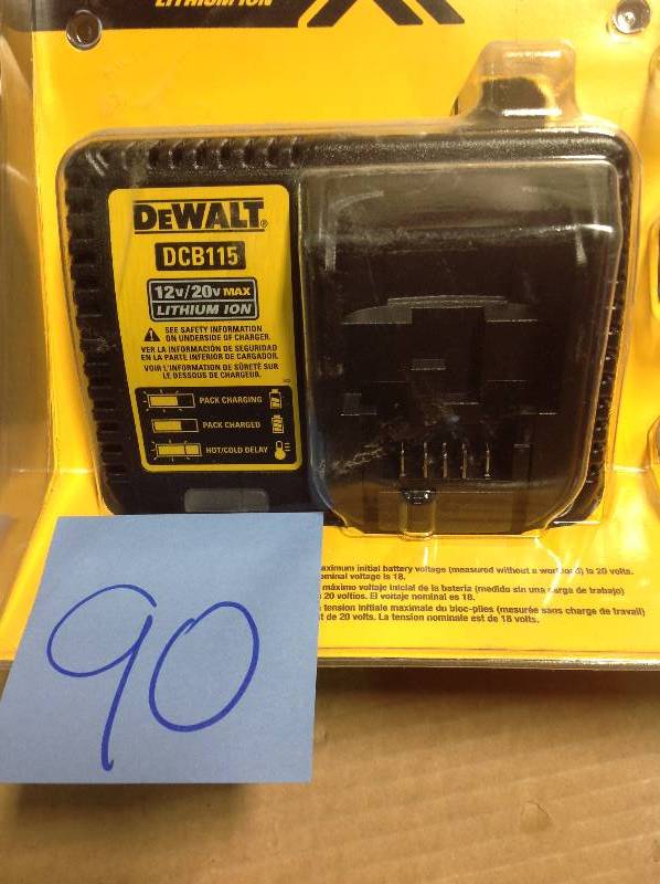 lot 90 image: DEWALT 12-Volt to 20-Volt Lithium-Ion Battery Charger  in like new condition
