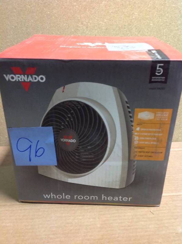 lot 96 image: Vornado VH200 1500-Watt Vortex Whole Room Electric Portable Fan Heater  in like new condition