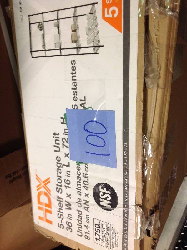 lot 100 image: HDX 5-Shelf Black Wire Shelving Unit  in like new condition