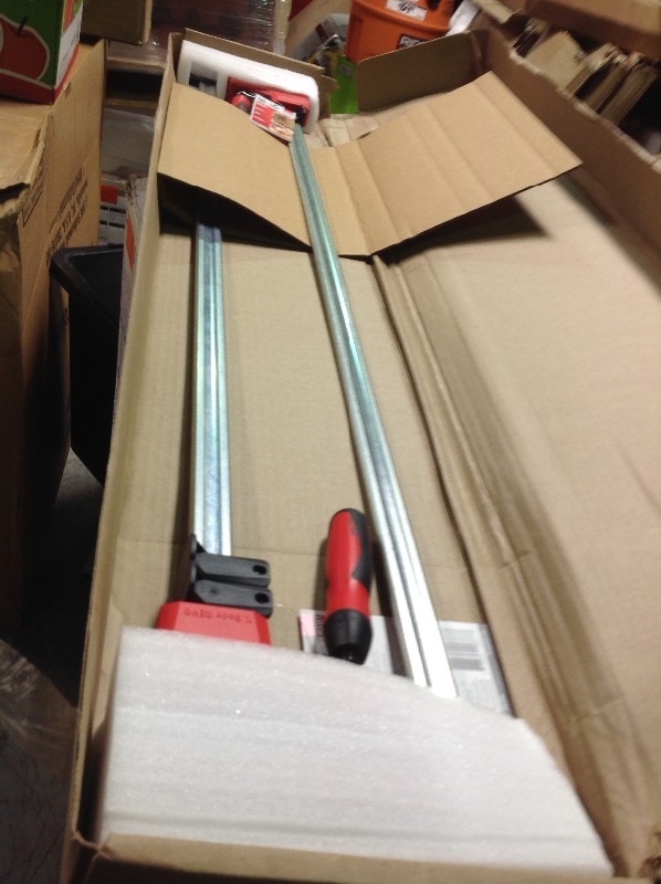 lot 106 image: Set of 2 BESSEY  50 in. K-Body REVOlution (KRE) Parallel Clamp with Composite Plastic Handle and 3-34 in. Throat Depth  in good conditions