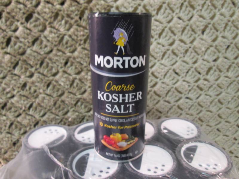 lot 136 image: Case of 12 Morton Coarse Kosher Sal...