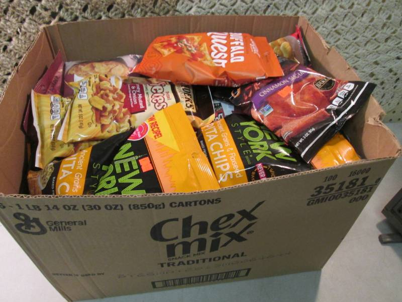 lot 173 image: Box Full of Various Chips Etc Best ...
