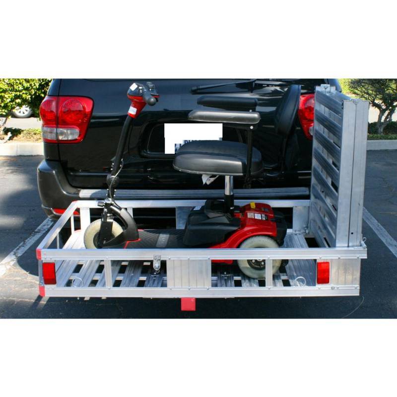 lot 45 image: Maxxhaul 52-12 in. x 29 in. 500 lbs. Capacity Aluminum Cargo Carrier with 60 in. Folding Ramp, 70275
