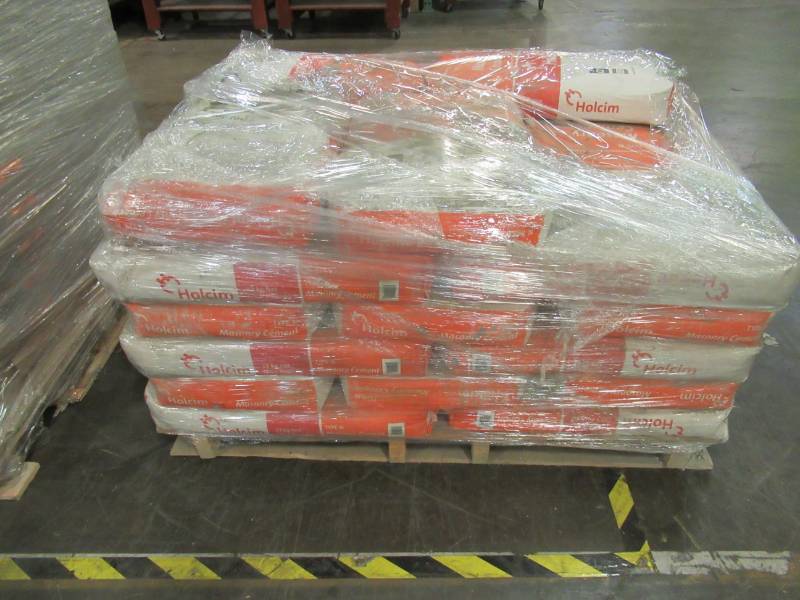 lot 28 image: Pallet of Holcim 70.5 lbs Holcim Masonary Type N Cement - Approximately 30 Bags.