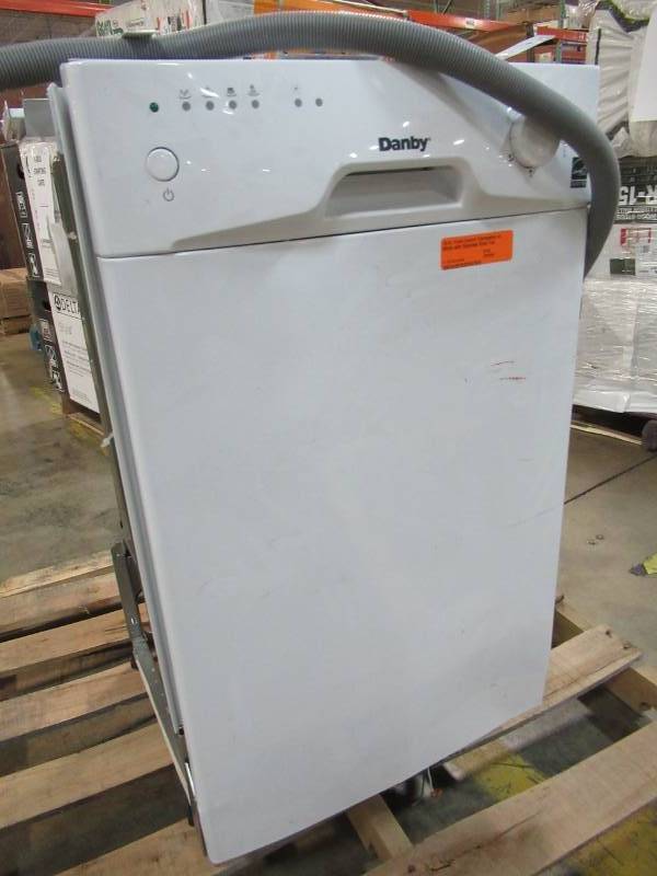 lot 36 image: Danby 18 in. Front Control Dishwasher in White with Stainless Steel Tub, DDW1801MW