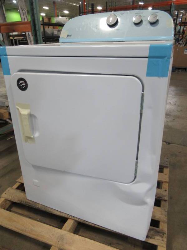 lot 85 image: Whirlpool 7-cu ft Gas Dryer (White) WGD4815EW - Front Very Dented - Door is alright. RH Side small dent.