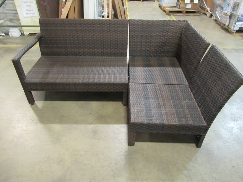 lot 93 image: 3 Piece Wicker Outdoor Patio Set.