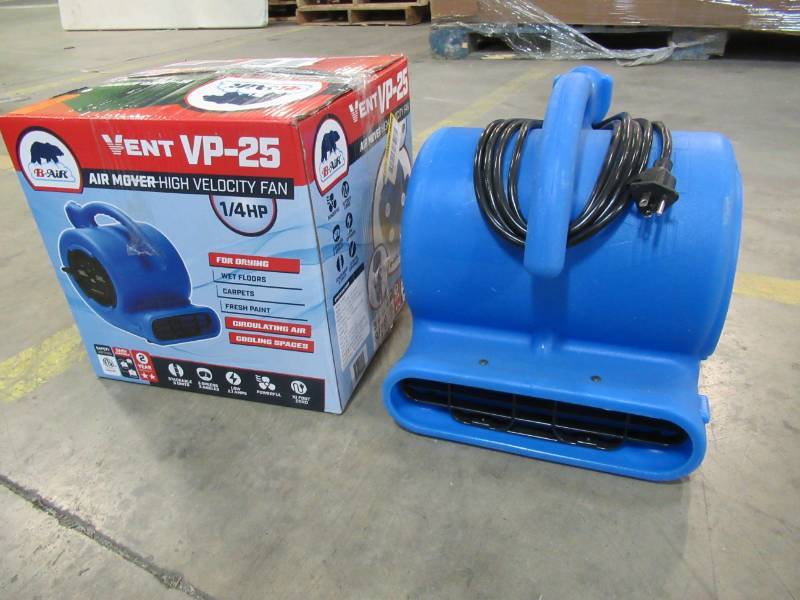 lot 94 image: (2) B-Air 14 HP 900 CFM Air Mover for Water Damage Restoration Carpet Dryer Floor Blower Fan Home and Plumbing Use, Blue, VP-25