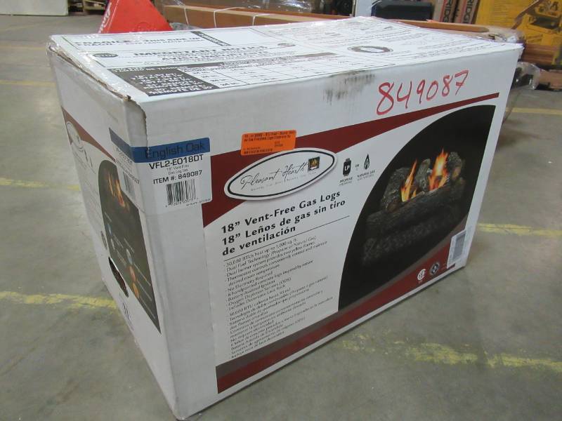 lot 119 image: Pleasant Hearth 18-in 30000-BTU Dual-Burner Vent-free Gas Fireplace Logs Electronic Spark Burner, VFL2-EO18DT - Stuck Gas Valve