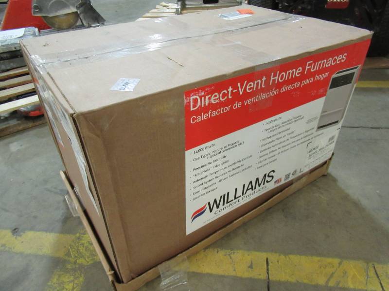 lot 127 image: Williams 14,000 BTUHr Direct-Vent Furnace Natural Gas Heater with Wall or Cabinet-Mounted Thermostat, 1403822