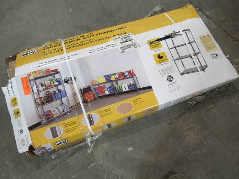 lot 129 image: Edsal 60 in. H x 36 in. W x 18 in. D 4-Shelf Steel Commercial Shelving Unit in Gray, UR361860