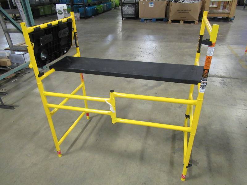 lot 79 image: MetalTech 4 ft. x 4 ft. x 2 ft. Mini Rolling Scaffold 500 lb. Load Capacity with Tool Shelf, I-IMCNAT
